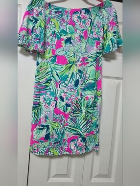 Lilly Pulitzer Bright Tropical Floral Shift Dress in Pink & Teal